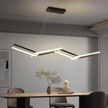 Imagem de LOFAHS Luminária Pendente De Ilha Led, Lustre Linear, Regulável, Para Sala Jantar, Estar E Cozinha (Pendente Preto 59", Luz Regulável)