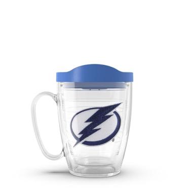 Imagem de Tervis Feito nos EUA com parede dupla NHL Tampa Bay Lightning copo isolado mantém as bebidas frias e quentes, caneca de 473 ml, logotipo principal