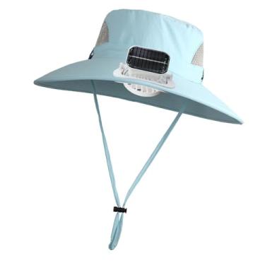 Imagem de predolo Chapéu de proteção solar infantil com ventilador solar, respirável e refrescante, recarregável para ciclismo, Azul