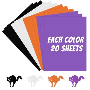 Imagem de letesult 80 folhas de papel grosso de cartão de Halloween, 29 x 20 cm, papel de dupla face, papel de scrapbook para fazer cartões de Halloween, convites de festa, saudações, artes faça-você-mesmo