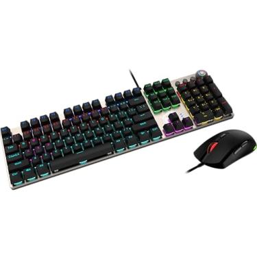 Imagem de MSI Conjunto de teclado mecânico e mouse Forge GK310 RED US - Conjunto de teclado mecânico RGB para jogos e mouse forge, anti-fantasma, sensor óptico de 7200 DPI