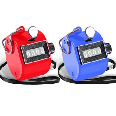 Imagem de Contador de cliques de contagem manual de 2 peças, contador de cliques de 4 dígitos, contadores mecânicos portáteis TESEAS para treinamento, tricô, pessoas, colo, pesca, golfe, eventos escolares