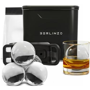 Imagem de Molde transparente premium Berlinzo para fazer bolas de gelo – 2 bolas de gelo transparentes grandes de 6 cm para uísque, coquetéis e bourbon, molde de esfera de gelo fácil de remover – bolsa de