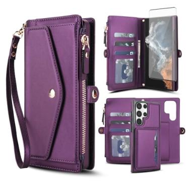 Imagem de Capa de telefone para Samsung Galaxy S23 Ultra 5G capa carteira compatível com Magsafe RFID protetor de tela transversal alça alça flip suporte cartão slot celular S23Ultra 23S S 23 23Ultra 17.3 cm