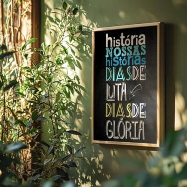 Imagem de Quadro Decorativo Nossas Histórias Glória Com Moldura Frase Motivacional Superação Conquista Decoração Quarto Sala Escritório
