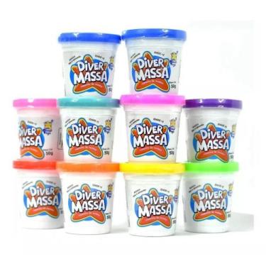 Imagem de kit com 10unidades de Massinha Diver Massa Cores Sortidas 8077 - Diver