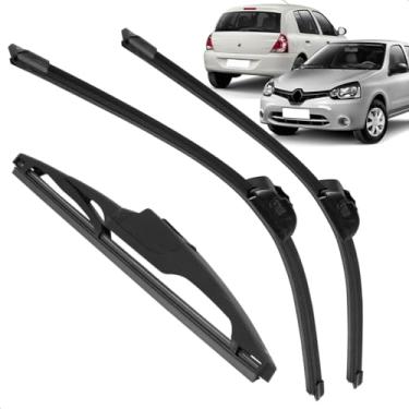 Imagem de Kit Completo 3 Palhetas Limpador Parabrisa Silicone Clio 1999 a 2017