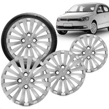 Imagem de Kit 4 Calotas Gol Voyage G6 2013 A 2016 Aro 13 Prata Cubo Alto Grid