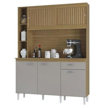 Imagem de Cozinha Kit Duda 140 cm Damasco Ripado Off White- Poquema - Poquema In