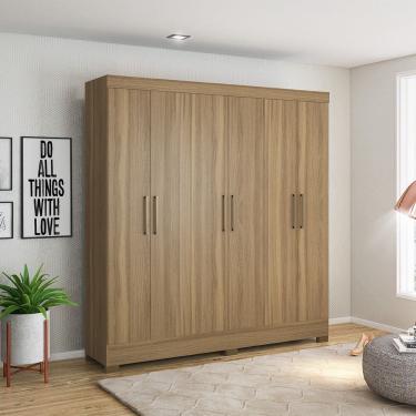 Imagem de Guarda Roupa Roupeiro Casal 06 Portas Prático Amêndola Touch Demóbile