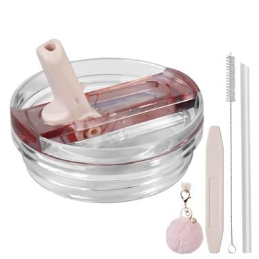 Imagem de Tampa Protour de substituição para Stanley Quencher, acessórios de tampa à prova de vazamento Stanley Cup com pompom fofo e fofo (quartzo rosa, 1,134 g)