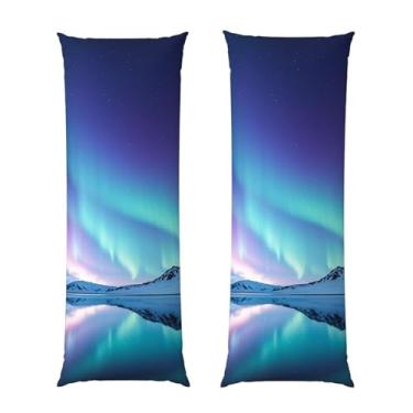 Imagem de Capa de travesseiro corporal com zíper oculto, fronha longa de microfibra macia e respirável para travesseiro corporal, capas de travesseiro de luzes do norte para dormir presente para cama 50 x 137