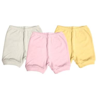 Imagem de Kit 3 pç Shorts Bebê Básico Liso Menino Menina Verão Enxoval - Koala B