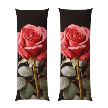 Imagem de Capa de travesseiro corporal com zíper oculto, fronha longa de microfibra macia e respirável para travesseiro corporal, rosas vermelhas e amor capas de travesseiro para cama de presente de dormir 50 x
