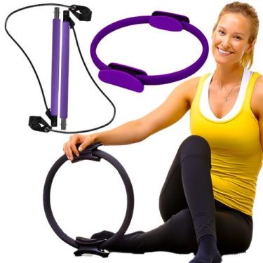Imagem de Kit Anel Tonificador Arco Barra de Pilates Ioga Fisioterapia - Prime B