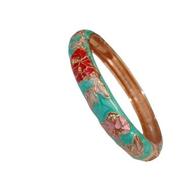 Imagem de Only My Live Home Pulseira de flor de peônia cloisonne colorida esmaltada com dobradiças femininas joias vintage chinesas étnicas tradicionais artesanais presentes, Diameter 2.36 inch wide 0.39 inch