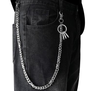 Imagem de Miglaja Corrente jeans para homens e mulheres, calça punk para motociclista, corrente de caveira pesada, cinto acessórios góticos, standard, ligas, Sem Pedra Preciosa