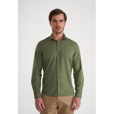 Imagem de Camisa Manga Longa Slim Flamê com Tingimento - DOCTHOS, 041 verde mili
