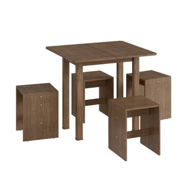 Imagem de Conjunto Mesa Dobrável 4 Banquetas Baixas Móveis Canção