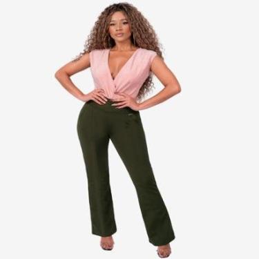 Imagem de Calça Feminina Flare com Bolso Bailarina Moda Elegante-Feminino