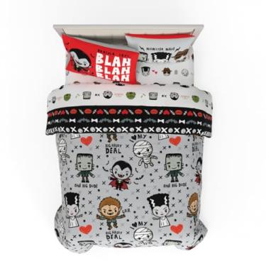 Imagem de Jogo de cama casal universal Little Monsters Halloween – Conjunto de edredom e lençol reversível de 5 peças super macio e aconchegante com Snoopy e Charlie Brown, (produto oficialmente licenciado) por