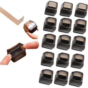 Imagem de 24 Pcs Protetores De Piso De Perna De Cadeira Capas De Perna De Cadeira De Silicone Para Proteger Pisos De Madeira De Arranhões Ruído Móveis Copos Tampas De Per, Black, Square L