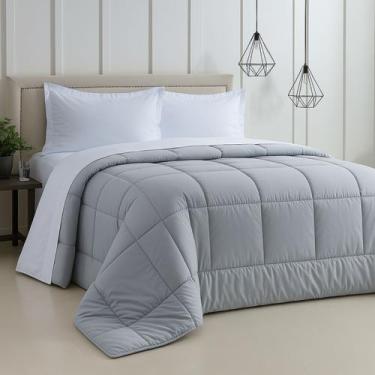 Imagem de Edredom Cama Casal Queen Dupla Face Microfibra 400 Fios Enchimento Ext