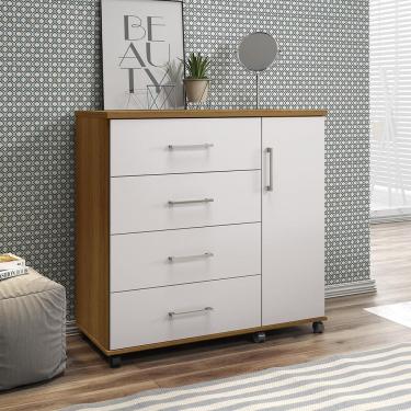 Imagem de Cômoda Belle 4 Gavetas E 1 Porta Lukaliam Móveis Freijó - Off White Freijó - Off White