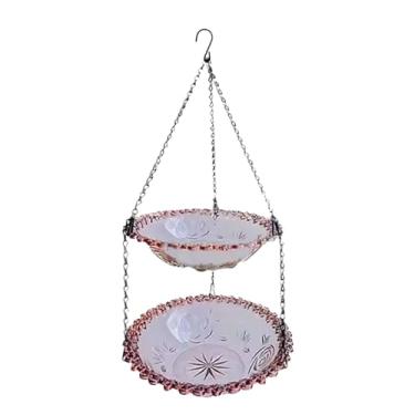 Imagem de MFMEXUL Alimentador de Pássaros para áreas Externas, Bebedouro Suspenso para Pássaros, Prato de Camada Dupla, para Jardim, Quintal E áreas Externas, Roxo