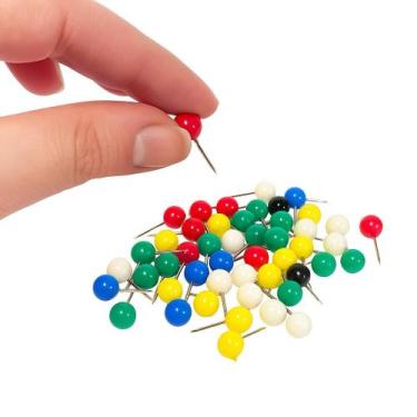 Imagem de Alfinete Redondo para Mapa Mural Quadro Fotos Cores Sortidas - Kaz