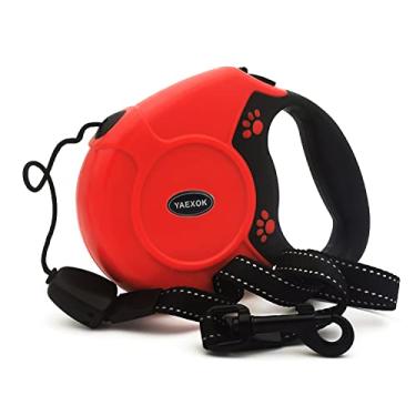 Imagem de Coleira retrátil para cães da Esbuy resistente de 60 metros, coleiras para animais de estimação longas para cães pequenos e médios e grandes de até 45 kg (vermelha)