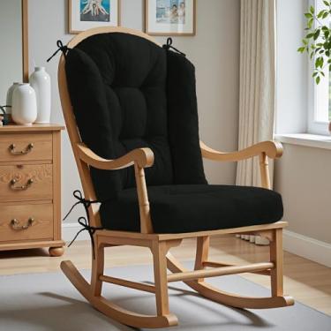 Imagem de Almofada para cadeira de balanço Wingback - Almofadas grandes de cadeira Adirondack Tufado, esponja de alta densidade, almofadas de balanço internas de chenille confortáveis com laços, conjuntos de 2