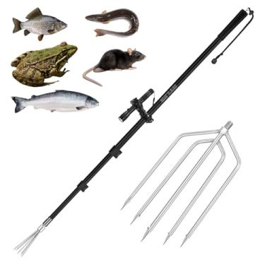 Imagem de SAN LIKE Arpão de pesca arpão lança gaff gig gaff gancho para sapo bengala touro sapo bufo linguado gelo peixe ferramenta de captura remover armadilha (cinza, 2,5 m)