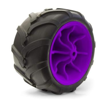 Imagem de Pneu para todos os terrenos de borracha maciça Creative Outdoor de 18 cm - Substituição de roda única - Perfeito para carrinho de mão, carrinho de jardim, vagão, boneca (preto/roxo)