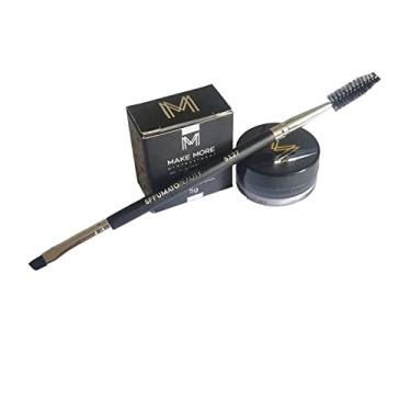 Imagem de kit Delineador gel e pincel maquiagem preto longa duração