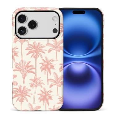 Imagem de ZHEGAILIAN Capa compatível com iPhone 16 (4g) Pro, capa rígida híbrida de 2 camadas para meninas, meninos, mulheres, homens, palmeiras de cor creme