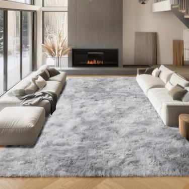 Imagem de ONASAR Tapetes de área de 20 x 25 cm para sala de estar, cinza claro tingido, grande, felpudo, macio, lavável, tapete grosso, felpudo, grande, para crianças, meninos e meninas, adolescentes, berçário