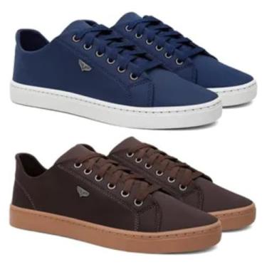 Imagem de Sapatênis Masculino Casual Leve Adulto Kit Dois Pares (Marinho e café, BR, Adulto, Numérico, 43)