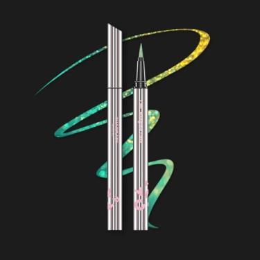 Imagem de CHARMACY Delineador líquido New Chameleon, altamente pigmentado, metálico multicolorido, à prova d'água, ponta ultrafina, longa duração, à prova de manchas (A04 Ocean Glint)