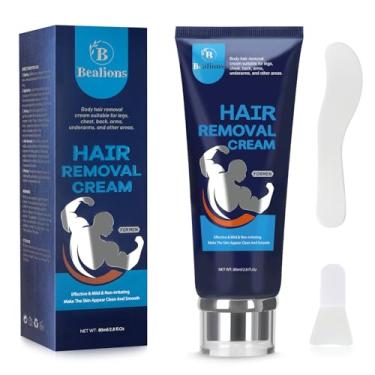 Imagem de Creme de depilação suave para homens: sem irritação na pele - Áreas íntimas/privadas, remoção eficaz de pelos - creme depilatório corporal para remover cabelos indesejados 80 ml