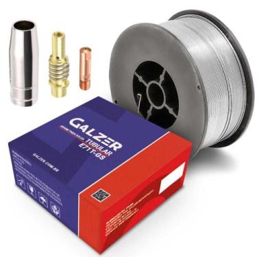 Imagem de Kit Mig - 1 Arame Solda Mig S/ Gás 0,8mm + 1 Bico de Contato 0,8mm + 1