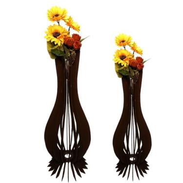 Imagem de Vaso de Chão Decorativo Grande ANA MARIA MDF - LENOBRE, Preto, Kit com