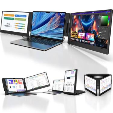 Imagem de Monitor portátil KYY para laptop, extensor de tela triplo USB-C USB-C 