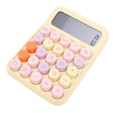 Imagem de Zerodis Calculadora de Teclado Mecânico Colorido Calculadora de 12 Dígitos Retro Retro Botão Grande Científica de Desktop para Artesanato Em Casa da Escola (Amarelo de limão)