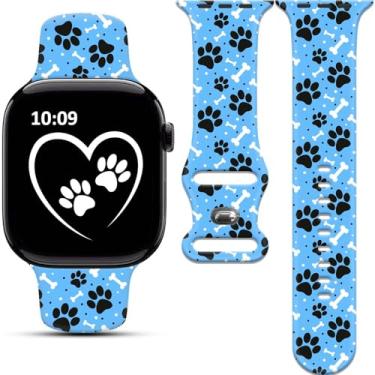 Imagem de Pulseira de relógio feminina com estampa de pata compatível com Apple Watch de 38 mm, 40 mm, 41 mm e 42 mm, iPhone iWatch para séries 10, 9, Ultra, 8, 7, 6, 5, 4, 3, 2 e 1 e SE