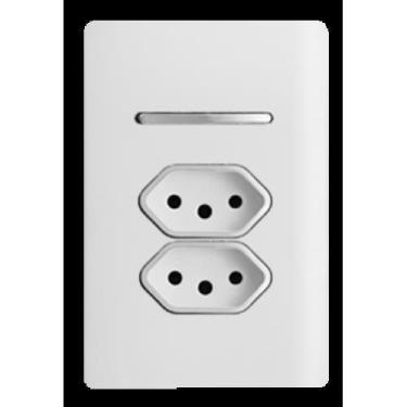 Imagem de Cj Interruptor Simples + Tomada Dupla 10A Suporte 4X2 - Dicompel Novar