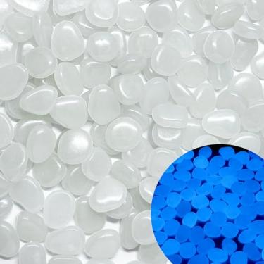 Imagem de Pedras de aquário que brilham no escuro, pedras brilhantes de resina que brilham em seixos escuros para jardim ao ar livre, aquário, paisagismo, decoração de garagem, branco 325 ml