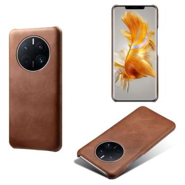 Imagem de Capa para Huawei Mate 50 PRO,Proteção contra quedas,Casca de volta de cor sólida simples,Design de couro de imitação de plástico-Brown