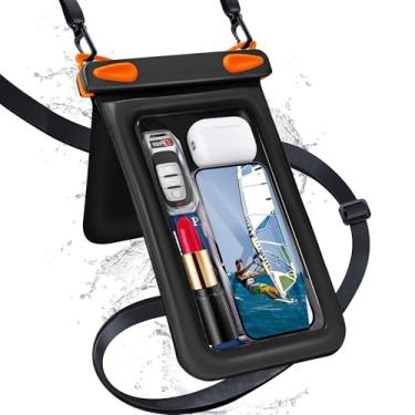 Imagem de Heliosea Bolsa de telefone à prova d'água com bolso duplo, capa flutuante IPX8 21,6 cm à prova d'água para férias na praia essenciais para iPhone 16 15 14 Pro Max Galaxy S25 S24 bolsa seca à prova
