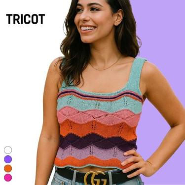 Imagem de Cropped Tricot Decote Quadrado - Vitrine Colleciton, U, Lilás